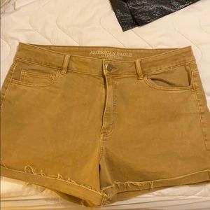 mustard jean hi rise shorts